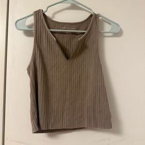 American Eagle Outfitters Gray Ribbed Crop Tank Top